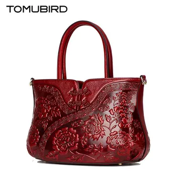 

TOMUBIRD Superior cowhide crocodile pattern Embossed famous brand women bag first layer genuine leather handbags shoulder bag