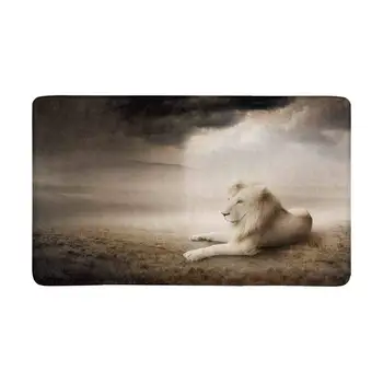 

White Lion at Sunset Indoor Entrance Doormat , Backing Non Slip Door Mat Entrance Rugs Home Decor
