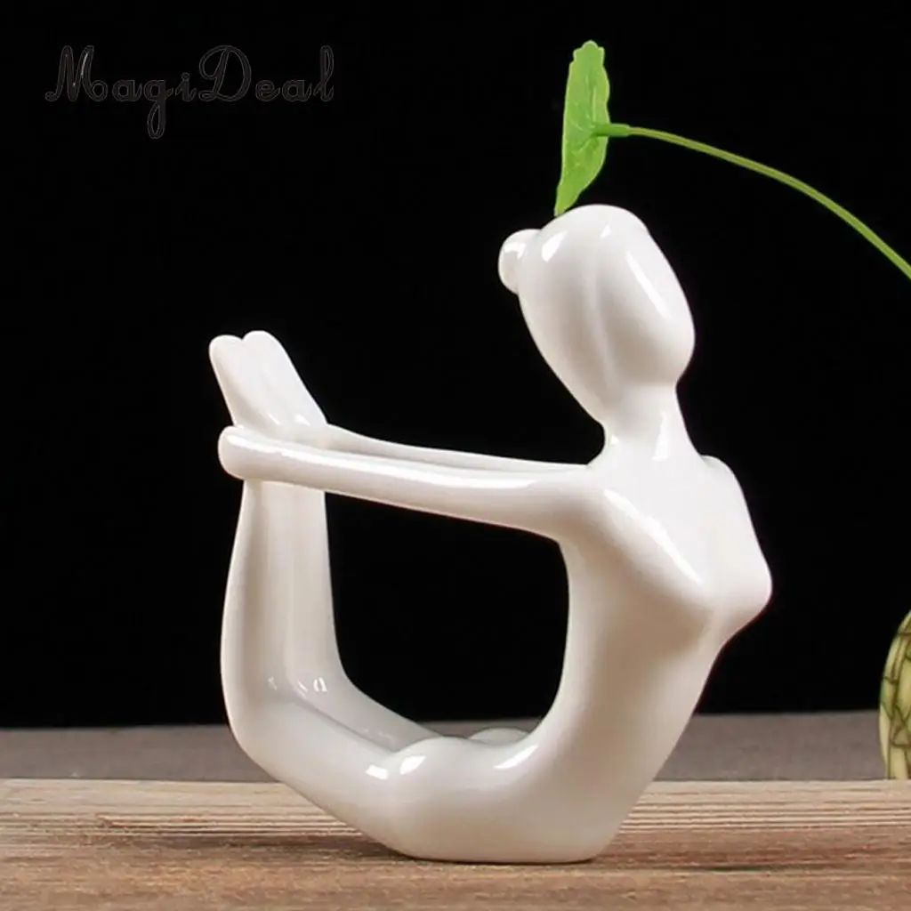 3x Ceramic Yoga Figure Ornament Statue Sculpture for Zen Garden Home Desktop Decoration	
