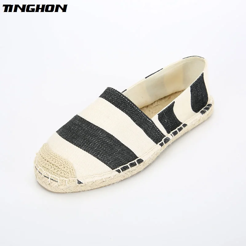 

Fashion Ethnic Casual Espadrilles Flat New Women Spring Printed Striped Slip on Fishermen Hemp Rope Shoes 35-43