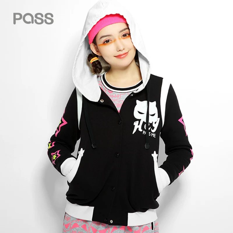 PASS 2017 New Arrival font b Women b font Autumn Coat Fashion Cartoon Pattern Star Print