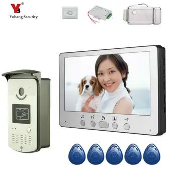 

Yobang Security 7" Color Record Screen Video Intercom Door Phone Kit + RFID Access Doorbell Camera + Electric lock Free Shipping