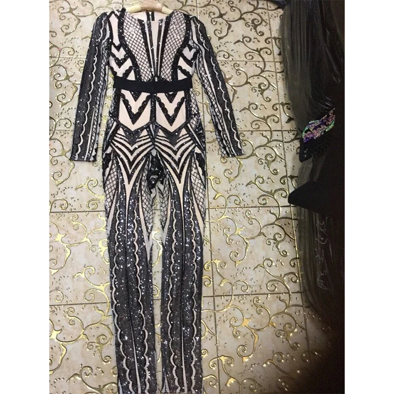 New Arrival Fashion Jumpsuit Sexy Bodycon Lace Long Sleeve Jumpsuits For Women 2018 Celebrity Evening Party Playsuit Vestidos