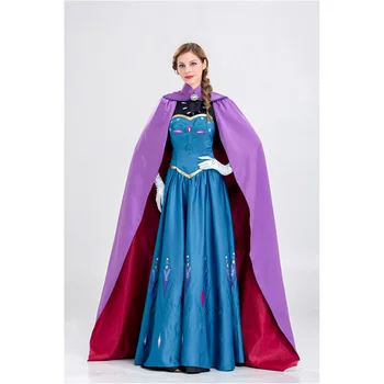 

Free-Shipping Halloween Costumes Ice and Snow Cosplay Princess Anna Plays the Role of Adult Snow White Costume Printing
