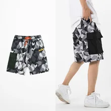 Высококлассные брендовые шорты с большими карманами, мужские летние повседневные камуфляжные шорты с вышитыми буквами, шорты-карго в стиле хип-хоп