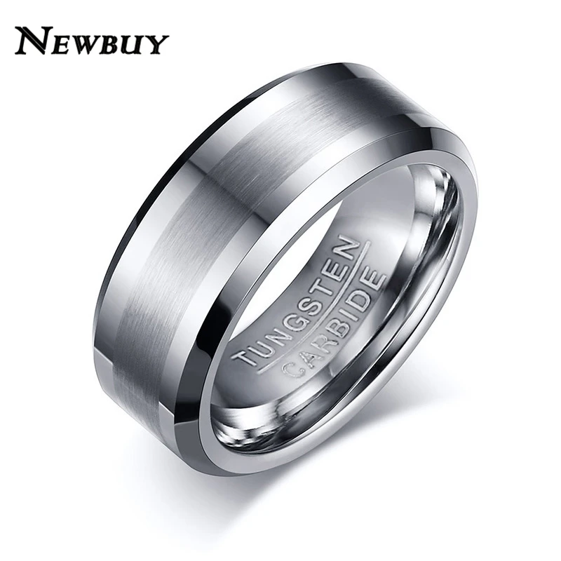 

NEWBUY Classic Design 100% Tungsten Carbide Ring For Women Men Wedding Jewelry No Rust