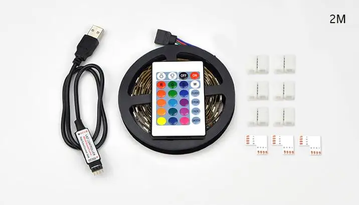 DIY 5 в 1 м 3 м RGB 5050 USB светодиодный светильник для шкафа Водонепроницаемый светодиодный светильник для ТВ Смещенный черный светильник Настольный ЖК-монитор для ПК декоративная лампа - Испускаемый цвет: 2m