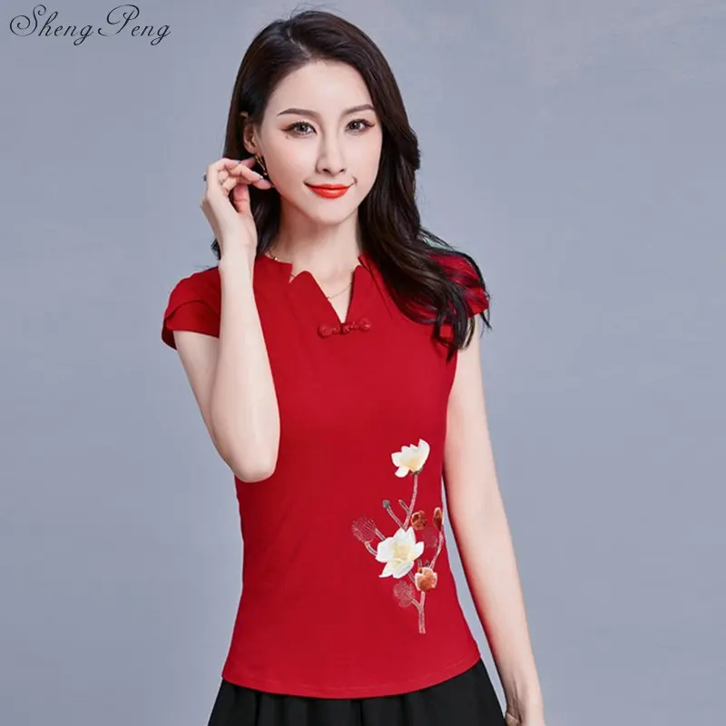 Китайская одежда топы традиционного стиля Cheongsam топы Qipao летние короткие жаккардовые хлопковые костюм для выступлений Vetement рубашка G122