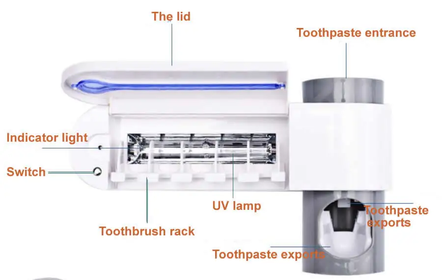 Мох с антибактериальным покрытием UV светильник ультрафиолетового Зубная щётка стерилизатор Автоматический Диспенсер зубной пасты, для зубной щетки держатель Очиститель