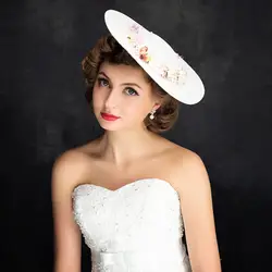 Ксения queen Мода белый Красочные цветы невесты Свадебная шляпка аксессуары головной убор Шапки свадебные волосы шляпа Винтаж аксессуары
