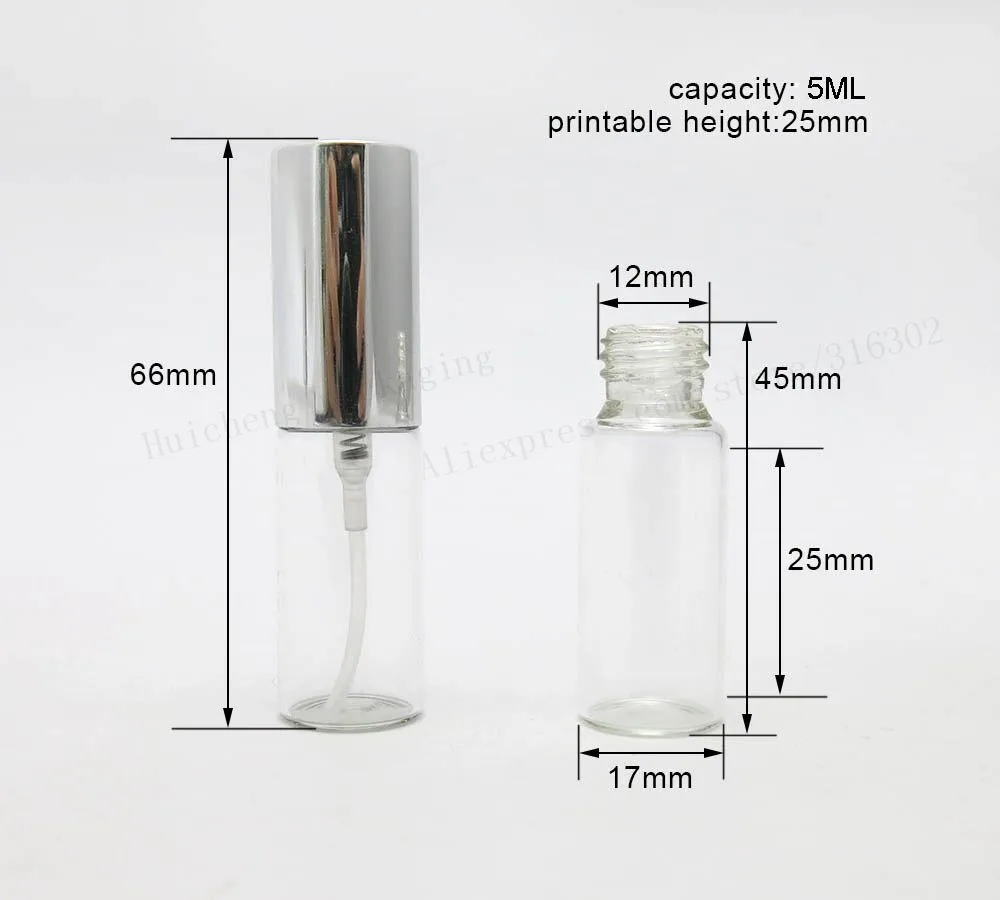 50x5 ML عينة الألومنيوم الزجاج عبوة عطر من الزجاج رذاذ 5cc البسيطة رذاذ العطر فيال 10 ml 15 ml متاح