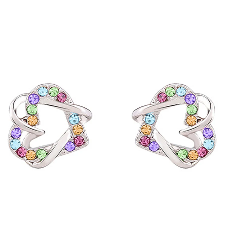 Женские серьги гвоздики в виде сердца с кристаллами|fashion stud earrings|stud earringsrhinestone