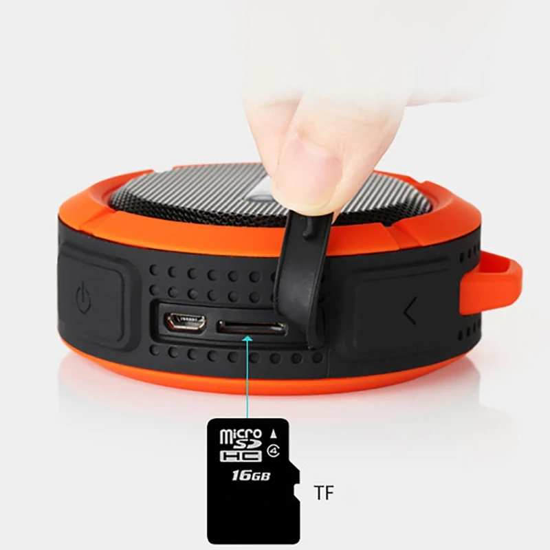 Небольшой музыкальный динамик для Bluetooth, портативный водонепроницаемый пыленепроницаемый беспроводной наружный звуковой ящик сабвуфер с присоской карабин