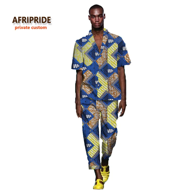 2018 Африканский мужская одежда халат africane стиль костюм комплект новый шаблон ткани натуральный хлопок высокое качество плюс sizeA731602