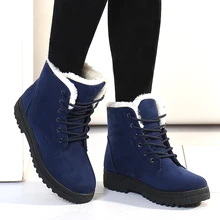 Женские ботинки; зимние ботинки на низком каблуке; зимняя обувь; женские теплые плюшевые зимние ботинки до середины икры; botas Mujer; большой размер 44