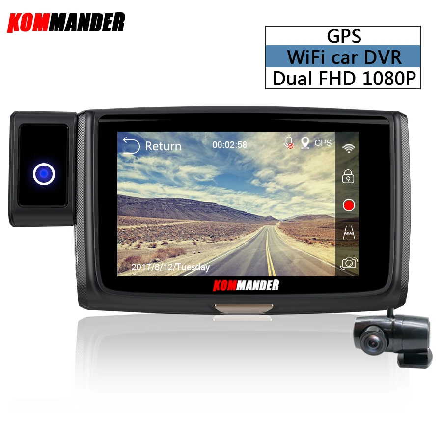 Kommaner Wi Fi DVR двойной FHD 1080 P Новатэк NT96663 Sony290 Сенсор Ночное видение видеомагнитофон