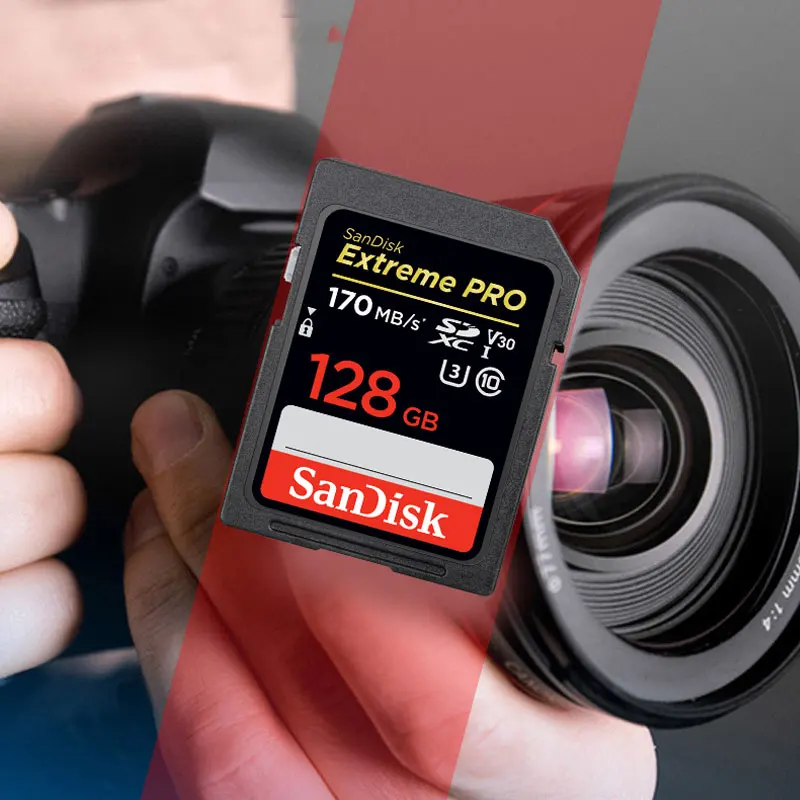 Оригинальная карта памяти SanDisk Extreme PRO SDXC UHS-I, 170 МБ/с./с, 64 ГБ, 128 ГБ, 256 ГБ, класс 10, U3, V30, 4 K, для камеры, SDXXY