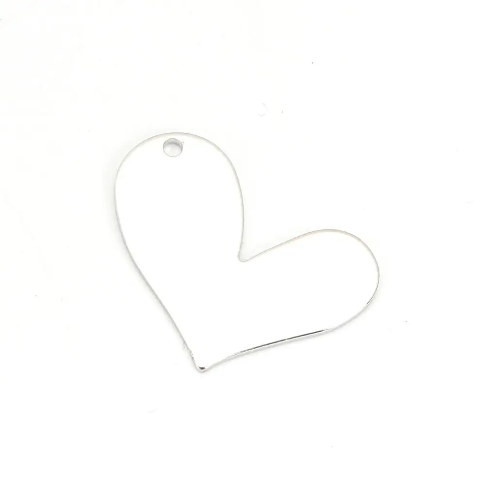 

DoreenBeads Copper Pendants Heart Silver Color Romantic For Women DIY Sweet Jewelry Gifts 30mm(1 1/8") x 22mm( 7/8"), 2 PCs