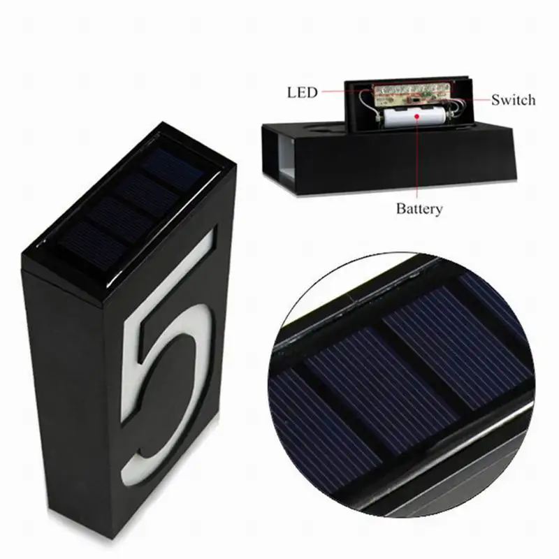 Chiclits LED Solar Powered Wall Mount Light 6 LED Bulb Illumination Doorplate Lamp House Number Porch Lights With Solar Battery (10)