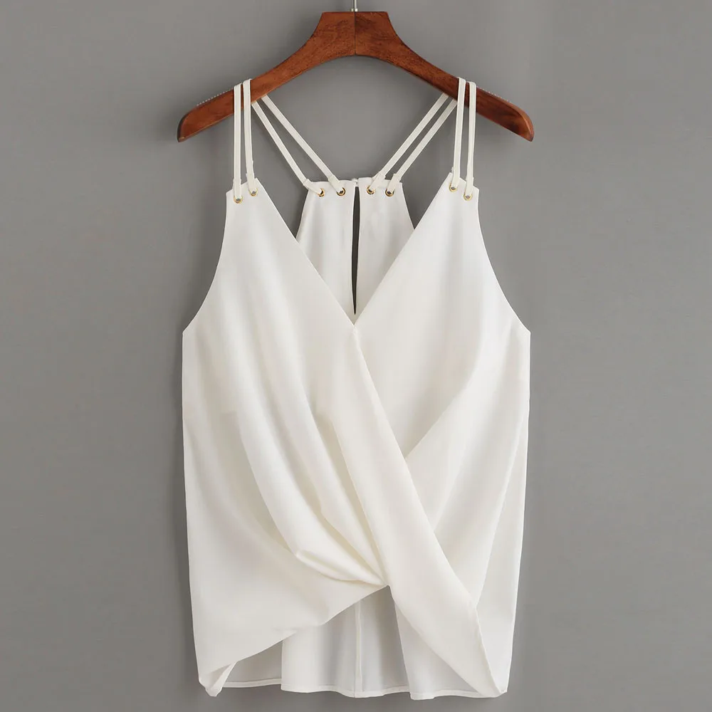 

Women Casual Sleeveless Crop Top Vest Tank Shirt Blouse Cami Top Clubwear Sleeveless Bandage Tank Tops Button Vest waste#20