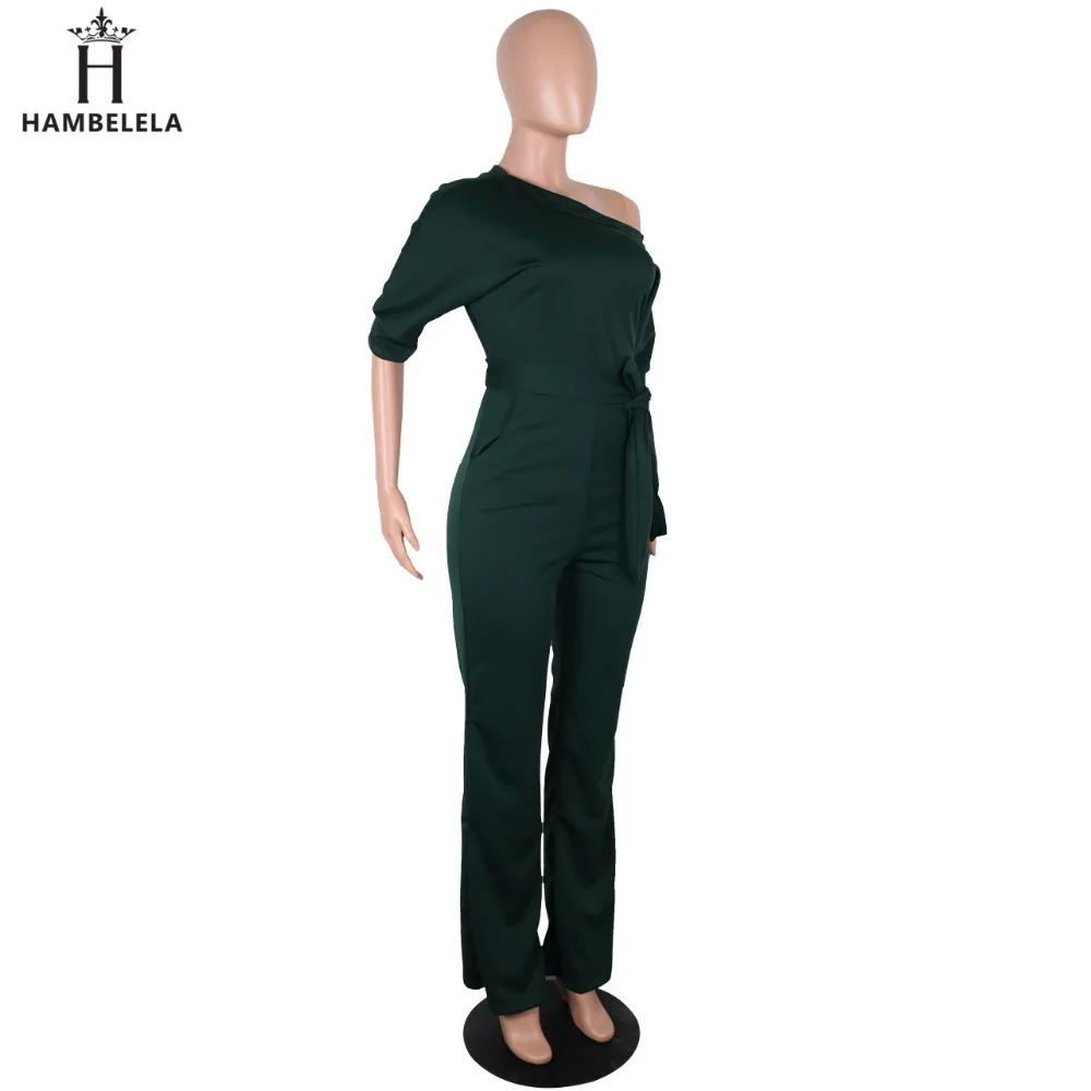 Hambelela 2017 High Quality Autumn Casual Jumpsuit One Shoulder Slash Neck Button Romper Full Length Jumpsuit Wide Legs Jumpsuit (18)