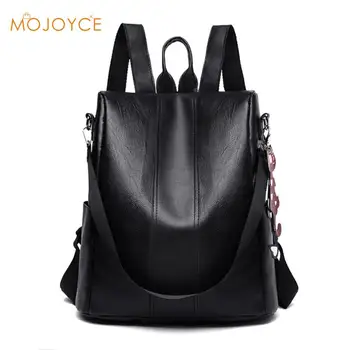 

Women Anti-theft Backpack High Quality School Bag For Women Multifunctional Travel Bags Solid Color Leather Shoulder School Bags