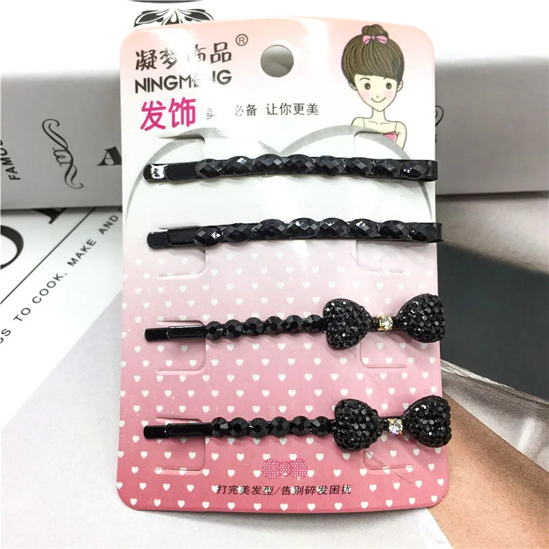 

#AD7211 4pcs/lot Fashion Women Butterfly Bow Flower Bow Hairpins Female Rhinestone Hair Clip Girls Hair Accessories