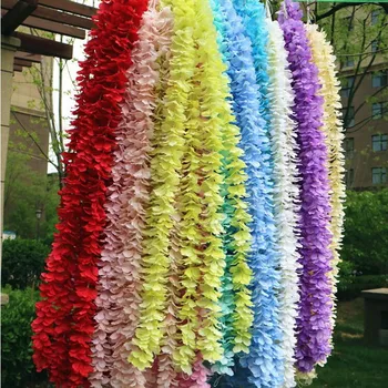 

10pcs Artificial Orchid Flower String Silk Hydrangea Vine Cattleya Wisteria Flower Rattan for Wedding Home Hanging Decoration
