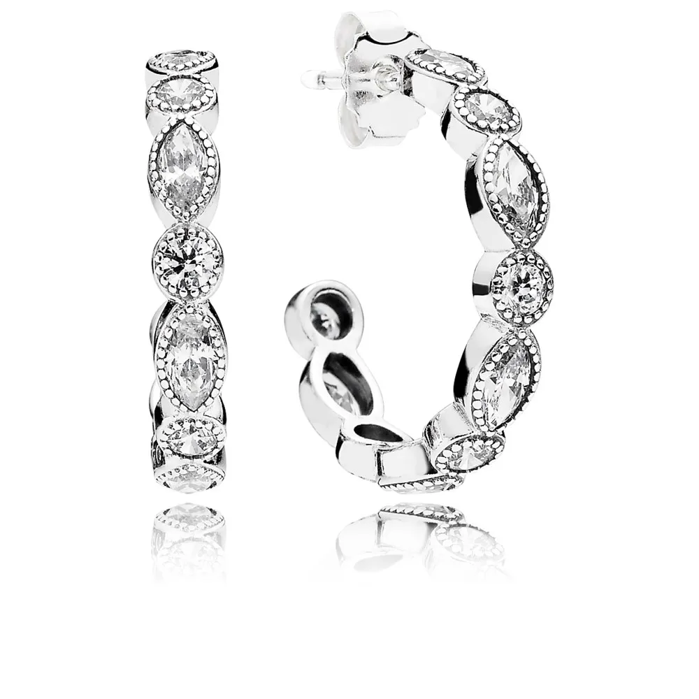 

Women 925 Sterling Silver Earrings Alluring Brilliant Marquise With Crystal Clear CZ Stud Earrings for Girls Jewelry