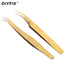 DIYFIX высокоточная Электроника Пинцет зажимы изогнутые наконечники гальванические щипцы тонкая точка для наращивания ресниц наборы инструментов