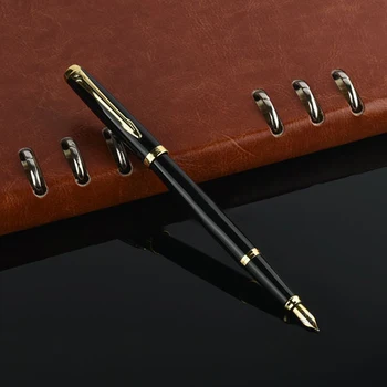 

Black Metal Fountain Pen 0.5mm Nib Full Metal Body Pens Business Gift Writing Calligraphy Office Supplies