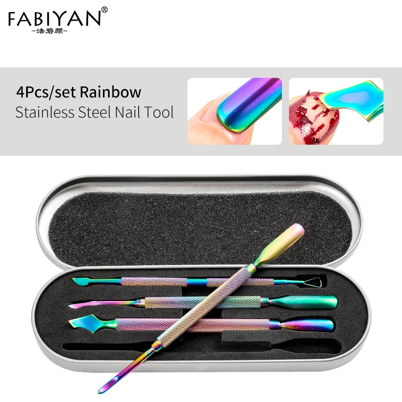 

4Pcs/Boxes Double Head Nail Art Cuticle Pusher Spoon Dead Skin Remover Triangle Stick UV Gel Polish Remove Manicure Cleaner Tool