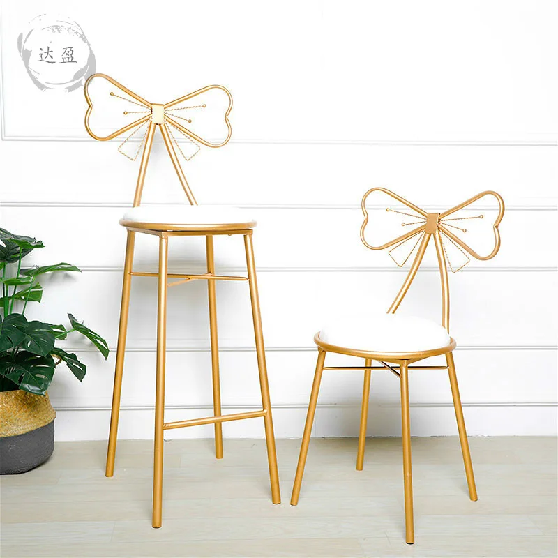 Wrought Iron Bar Chairs Creative Bowknot Eat Chair Restaurant/Bar Stool High Bar/Counter Chair Metal Stool Multicolor Optional Wrought Iron Bar Chairs Creative Bowknot Eat Chair Restaurant/Bar Stool High Bar/Counter Chair Metal Stool Multicolor Optional