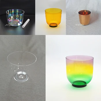 

HF 3 Octave 7 Pieces Without Bags Clear Colorful Rainbow Gold Crystal Singing Bowl