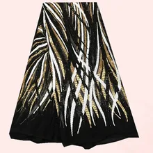 5 ярдов/шт высокого качества французский черный чистая кружевная ткань с золотом+ белый+ черные блестки для платья FN10-1