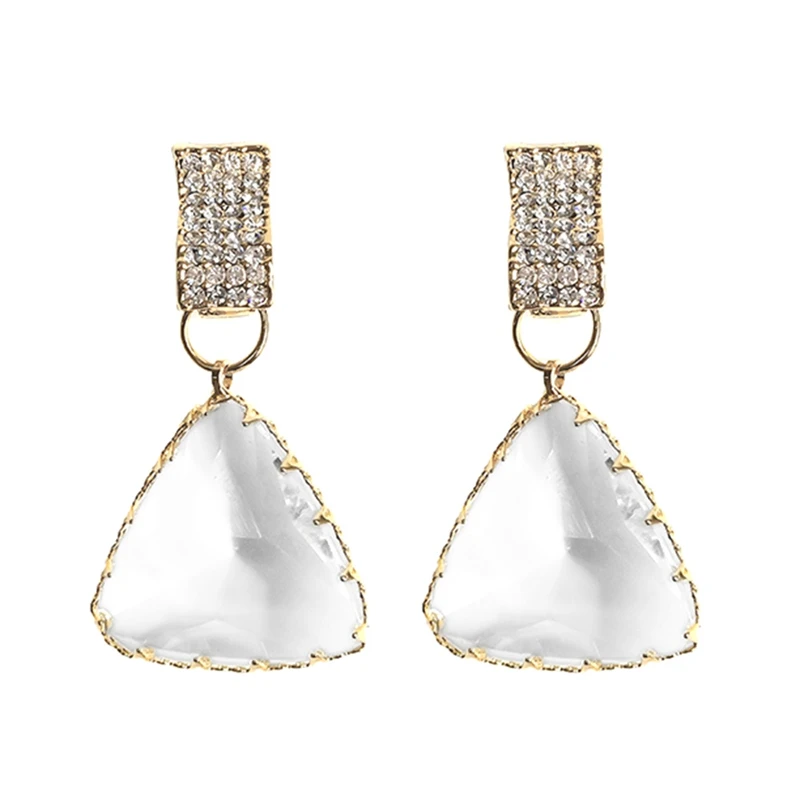 

Popular Geometric Drop Earrings For Women New Bijoux Triangle Clear Crystal Drop Earring Statement Earring Jewelry Gifts
