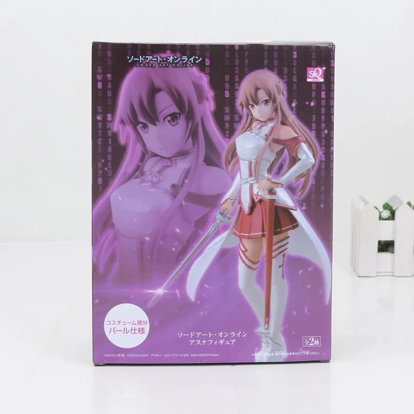 Аниме SQ Sword art online Asuna Коллекция фигурка САО Юки модель Asuna игрушка 18 см - Цвет: white in box