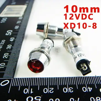 

10mm 12VDC Signal led Lndicator lights Red Pilot lamp XD10-8-12V Red 10PCS/Lot