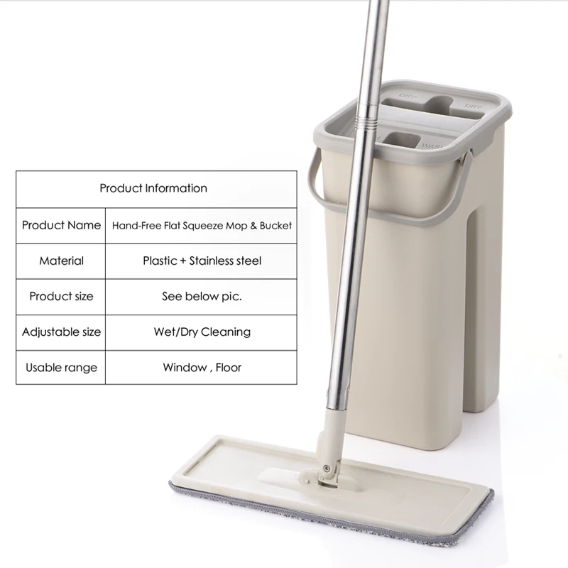 Cubo de fregona giratorio plano con almohadillas de microfibra lavado a mano magia autoextrusión para limpieza de pisos de cocina Cubo de fregona giratorio plano con almohadillas de microfibra lavado a mano magia autoextrusión para limpieza de pisos de cocina