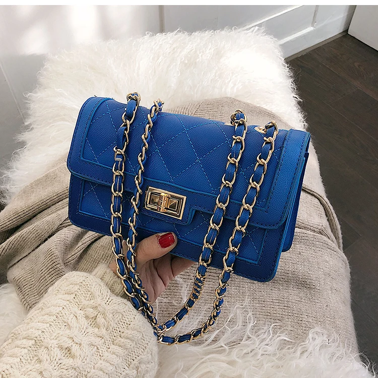 

Luxury Handbag 2019 Fashion Sweet Square bag Quality PU Leather Women's Designer Handbag Lattice Chain Shoulder messenger bags