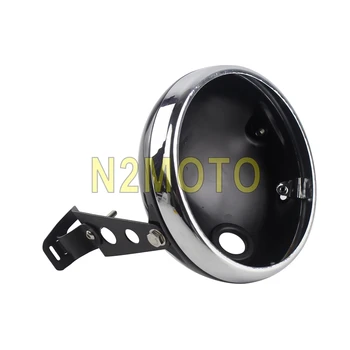 

7 Inch Chrome Ring Motorcycle LED Headlight Light Bulb Bucket For Harley Custom 7'' Headlamp Housing Shell w/ Mounting Brackets