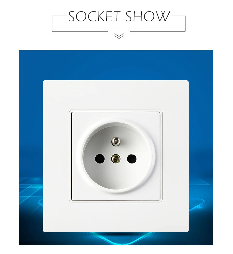 16A French Standard Wall Electric Power Socket Plug PC Outlet Panel Switched AC 110-250V 86mm90mm Electrical outlet for Mobile (9)