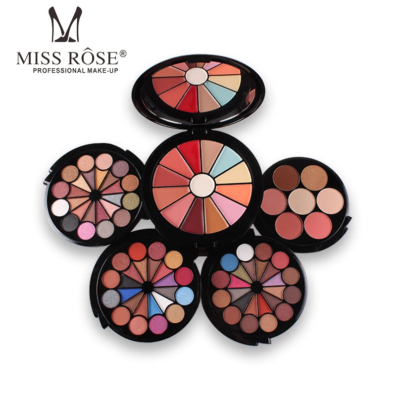 

MISS ROSE five-in-one combination eyeshadow tray set color makeup box repair look blush concealer platter highlight
