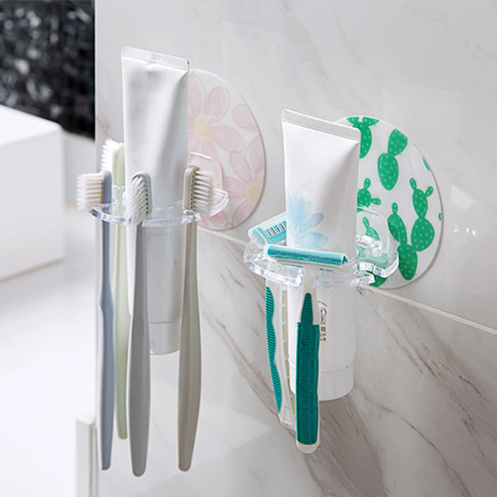 Hoomall пластиковый держатель для зубных щеток бритва без ударов стеллаж для хранения сильный всасывающий диспенсер для зубной пасты для ванной Органайзер стойки