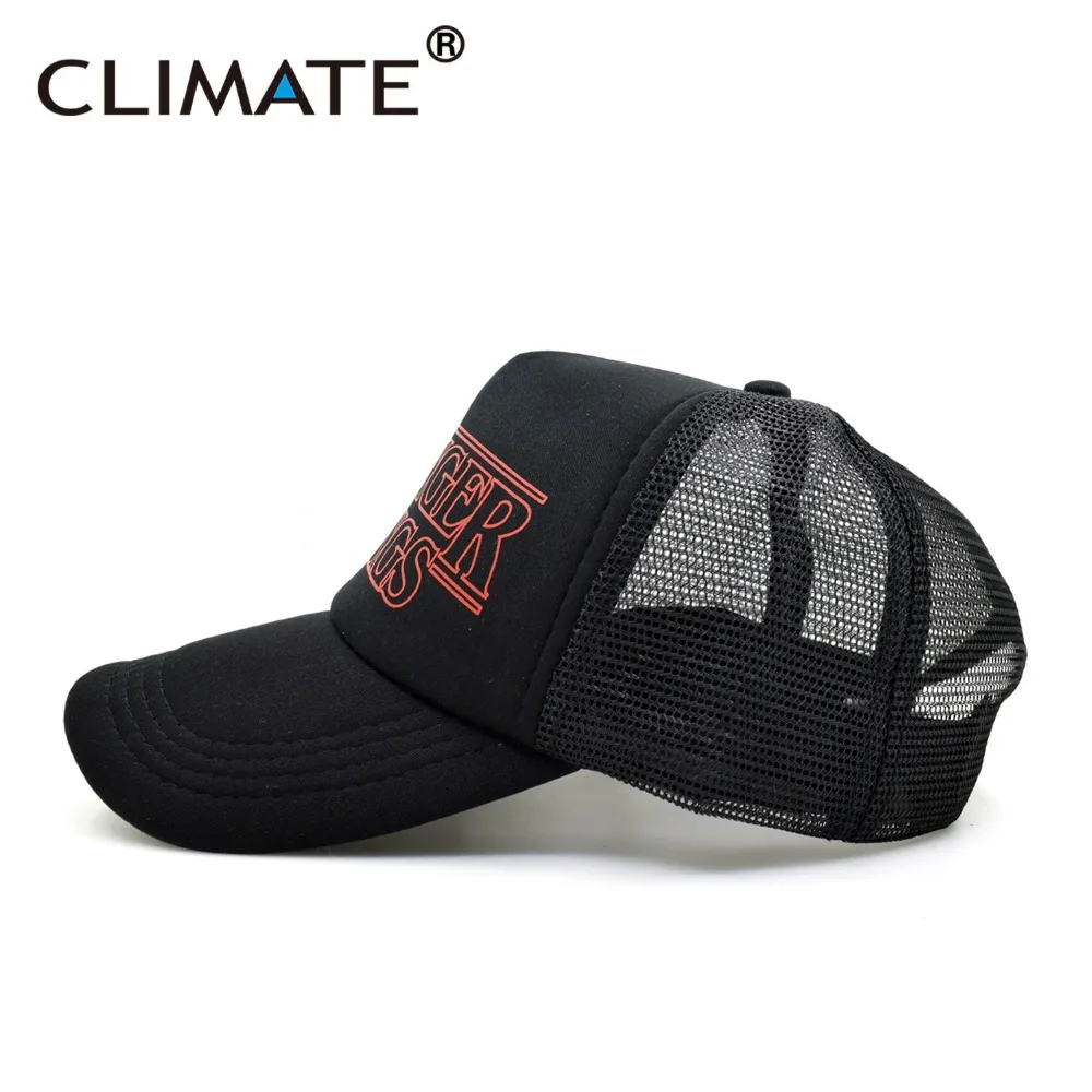 CLIMATE Stranger Things Dustin Caps Hat Summer Cool Black Mesh Trucker Caps Men Adjustable Summer Cool Net Mesh Hats For Summer