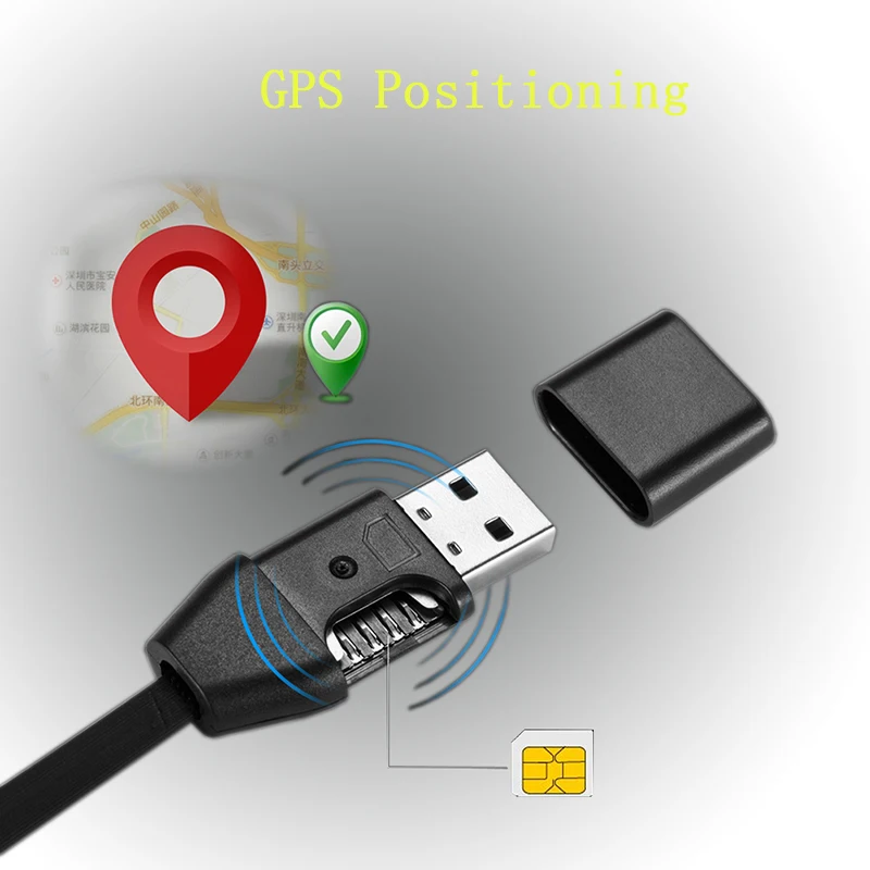 3 en 1 GIM Monitor de respuesta Cable de transferencia de datos USB localizador GPS Cable de seguimiento de línea de posición Compatible con tarjeta SIM