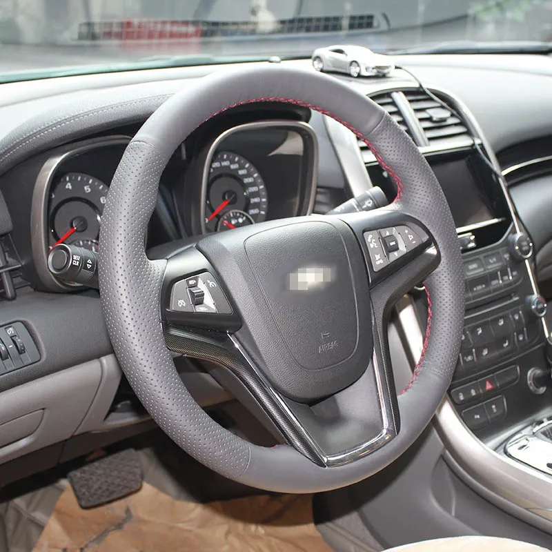 

New Anti Slip Black Leather Steering Wheel Stitch on Wrap Cover For Chevy Malibu