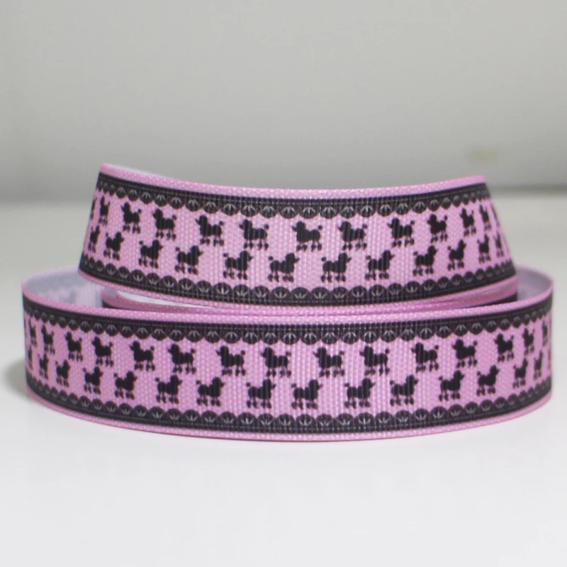

50yards 7/8" 1" 1.5" 2" 3" 22mm 25mm 38mm 50mm 75mm Poodle printed grosgrain ribbon for headband hair bow hair tie