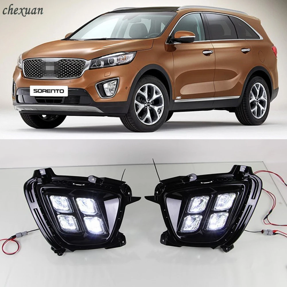 

CSCSNL 1 Set For KIA Sorento 2015 2016 LED DRL Daytime Running Lights 12V ABS Fog Lamps Cover Driving Lights Accessories