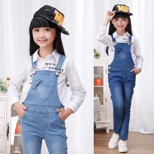 2016 automne enfants de vêtements filles jeans denim bleu bébé fille jeans pour filles grands enfants vêtements jeans salopette longue pantalon